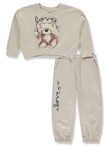 Jessica Simpson Girls' 2-Piece Bear Joggers Set Outfit - CookiesKids.com