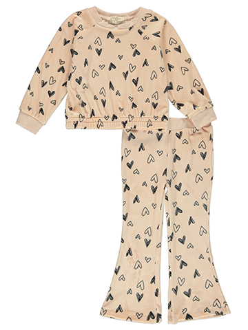 Jessica Simpson Girls' 2-Piece Hearts Joggers Set Outfit - CookiesKids.com