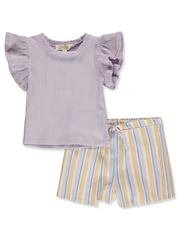 Jessica Simpson Girls' 2-Piece Stripe Shorts Set Outfit - CookiesKids.com