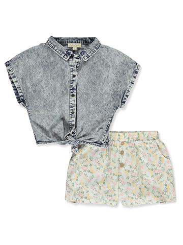 Jessica Simpson Girls' 2-Piece Floral Shorts Set Outfit - CookiesKids.com