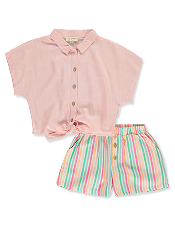 Jessica Simpson Girls' 2-Piece Stripe Shorts Set Outfit - CookiesKids.com