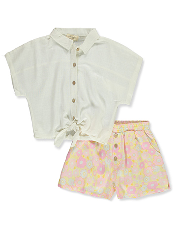 Jessica Simpson Girls' 2-Piece Stripe Shorts Set Outfit - CookiesKids.com