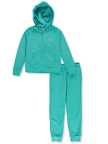 Juicy Couture Girls' 2-Piece Queen Knit Joggers Set Outfit - CookiesKids.com