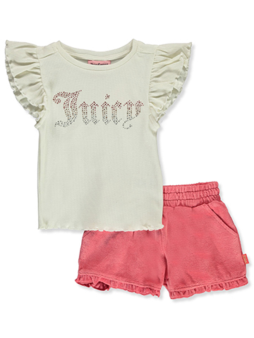 Juicy Couture Girls' 2-Piece Shorts Set Outfit - CookiesKids.com