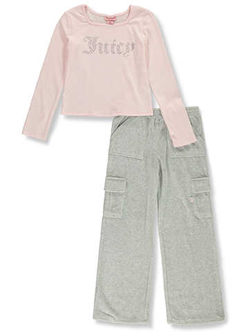 Juicy Couture Girls' 2-Piece Velour Pants Set Outfit - CookiesKids.com