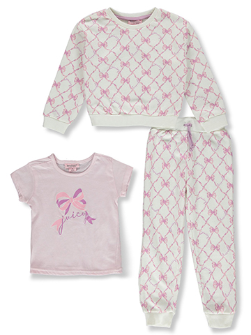Juicy Couture Girls' 3-Piece Bow Joggers Set Outfit - CookiesKids.com