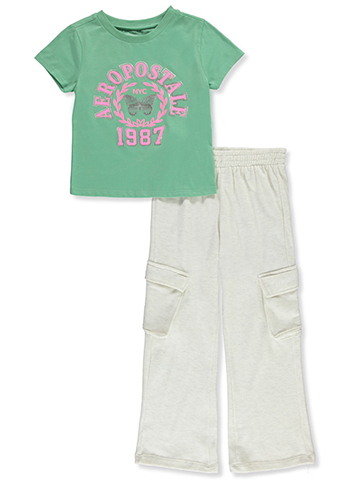 Aeropostale Girls' 2-Piece Cargo Pants Set Outfit - CookiesKids.com