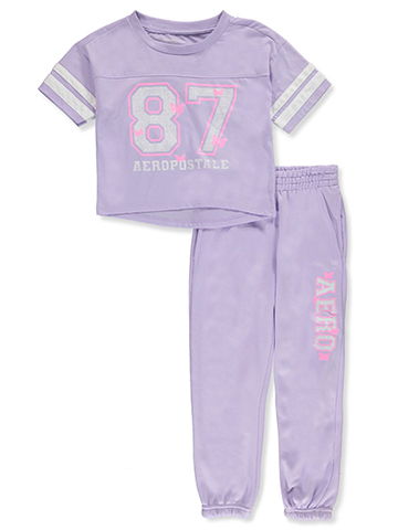 Aeropostale Girls' 2-Piece Joggers Set Outfit - CookiesKids.com