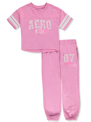 Aeropostale Girls' 2-Piece Joggers Set Outfit - CookiesKids.com