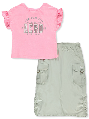 Aeropostale Girls' 2-Piece Skirt Set Outfit - CookiesKids.com