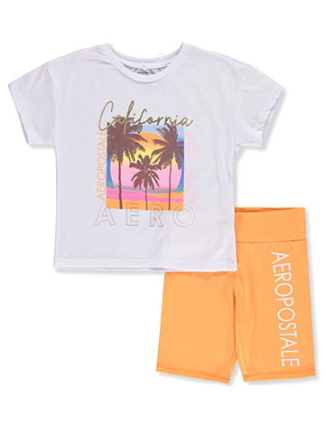 Aeropostale Girls' 2-Piece Palms Bike Shorts Set Outfit - CookiesKids.com