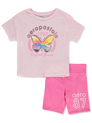 Aeropostale Girls' 2-Piece Bike Shorts Set Outfit - CookiesKids.com