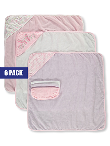 Mon Cheri Baby Girls' 6-Piece Hooded Towel & Washcloth Set - CookiesKids.com