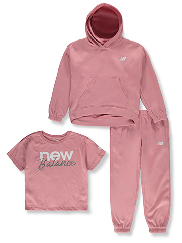 New Balance Girls' 3-Piece Joggers Set Outfit - CookiesKids.com