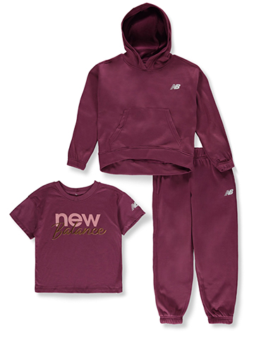 New Balance Girls' 3-Piece Joggers Set Outfit - CookiesKids.com