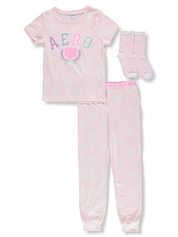 Aeropostale Girls' 3-Piece Butterfly Pajamas Set - CookiesKids.com
