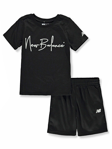 New Balance Boys' 2-Piece Script Shorts Set Outfit - CookiesKids.com