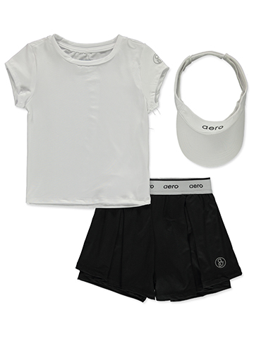 Aeropostale Girls' 3-Piece Visor Skirt Set Outfit - CookiesKids.com