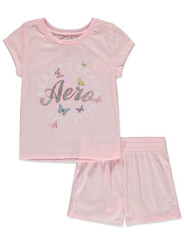Aeropostale Girls' 2-Piece Butterfly Shorts Set Outfit - CookiesKids.com