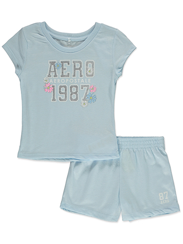 Aeropostale Girls' 2-Piece Flower Shorts Set Outfit - CookiesKids.com