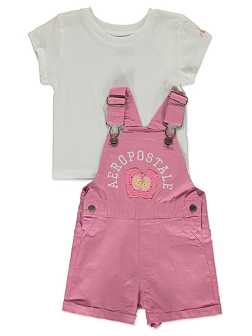 Aeropostale Baby Girls' 2-Piece Shortalls Set Outfit - CookiesKids.com