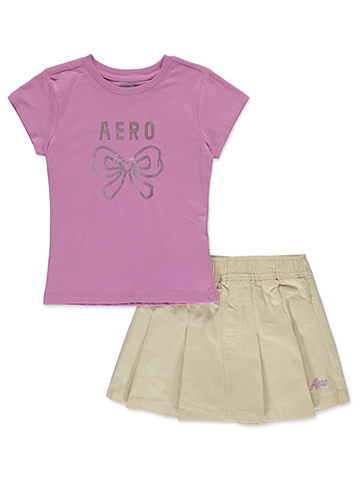 Aeropostale Girls' 2-Piece Scooter Skirt Set Outfit - CookiesKids.com