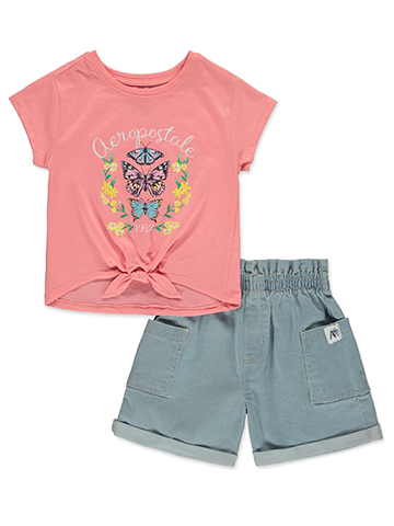Aeropostale Girls' 2-Piece Shorts Set Outfit - CookiesKids.com