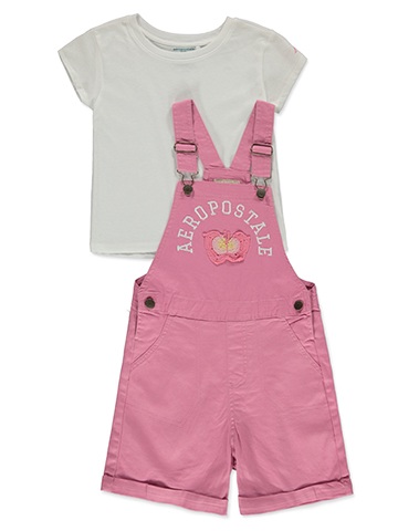 Aeropostale Girls' 2-Piece Shortalls Set Outfit - CookiesKids.com