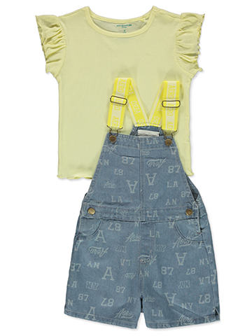 Aeropostale Girls' 2-Piece Shortalls Set Outfit - CookiesKids.com