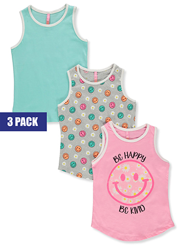 Dreamstar Girls' 3-Pack Smile Tank Tops - CookiesKids.com