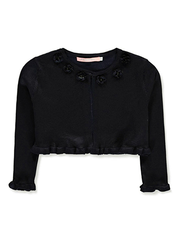 Pink Butterfly Girls' Flower and Pearl Knit Shrug - CookiesKids.com