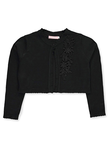 Pink Butterfly Girls' Floral Accent Knit Shrug - CookiesKids.com