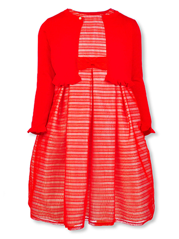 Pink Butterfly Girls’ Textural Stripe Dress - CookiesKids.com
