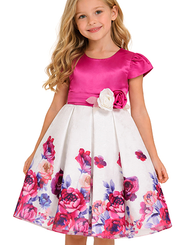 Pink Butterfly Girls' Floral Dress - CookiesKids.com