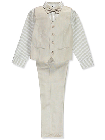 Kids World Boys' 4-Piece Striped Linen Suit - CookiesKids.com