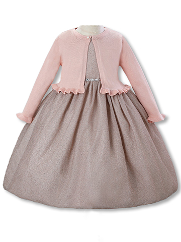 Pink Butterfly Girls' 2-Piece Sweater Cardigan Shrug Set Outfit - CookiesKids.com