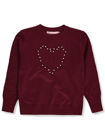 Pink Butterfly Girls' Cardigan Heart Pearl Sweater - CookiesKids.com