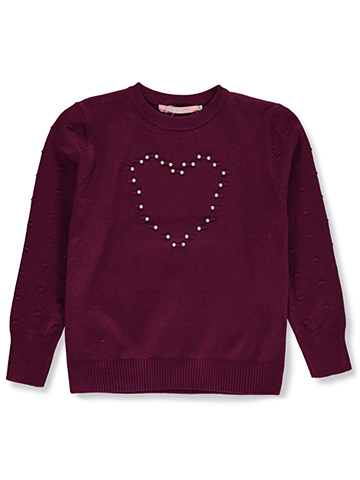 Pink Butterfly Girls' Cardigan Heart Pearl Sweater - CookiesKids.com