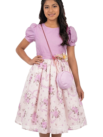 Pink Butterfly Girls' 2-Piece Floral Handbag Dress Set Outfit - CookiesKids.com
