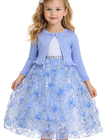Pink Butterfly Girls' 2-Piece Dress Cardigan Shrug Set Outfit - CookiesKids.com