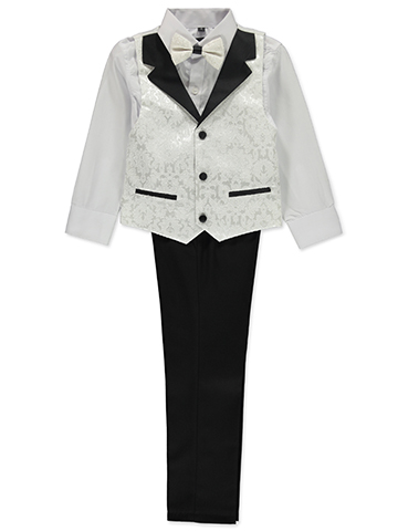Kids World Boys' 4-Piece Brocade Vest Suit - CookiesKids.com