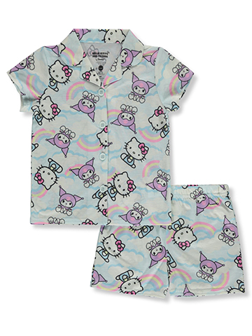 Hello Kitty Girls' 2-Piece Rainbow Coat Style Pajamas Set - CookiesKids.com
