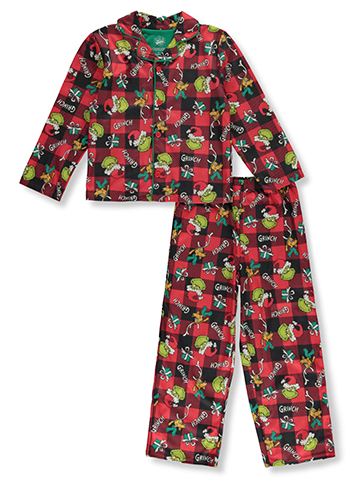 The Grinch Boys' 2-Piece Coat-Style Christmas Pajamas - CookiesKids.com