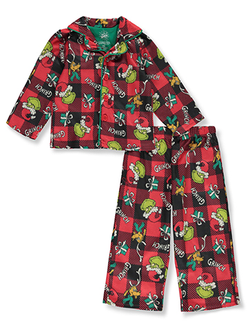 The Grinch Boys' 2-Piece Coat-Style Christmas Pajama Set - CookiesKids.com