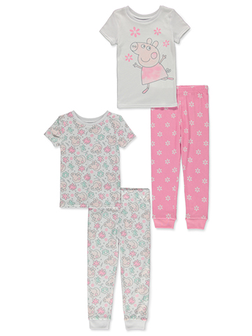 Peppa Pig Girls' 4-Piece Mix Match Pajamas Set - CookiesKids.com