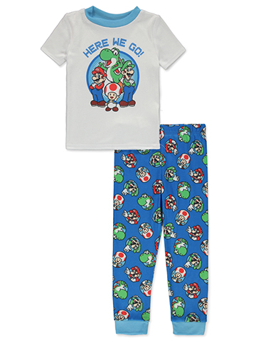 Super Mario Bros. Boys' 2-Piece Toad Yoshi Luigi Pajamas Set - CookiesKids.com