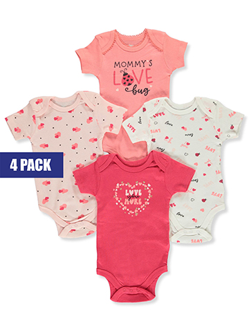 Koala Baby Baby Girls' 4-Pack Lovebug Bodysuits - CookiesKids.com