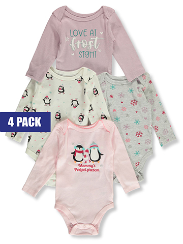 Koala Baby Baby Girls' 4-Pack Long-Sleeved Bodysuits - CookiesKids.com