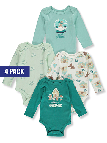 Koala Baby Baby Boys' 4-Pack Gingerbread Long-Sleeve Bodysuits - CookiesKids.com