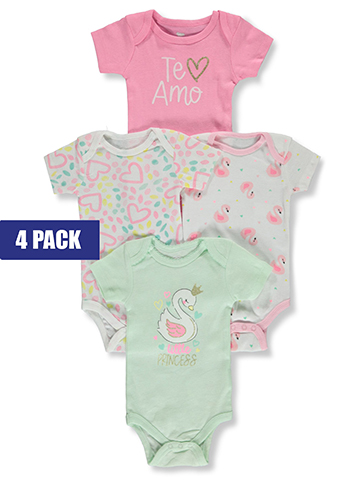 Koala Baby Baby Girls' 4-Pack Te Amo Bodysuits - CookiesKids.com